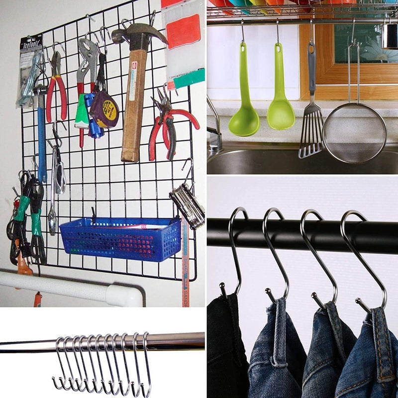 LOYMR 10 Pack 4.7 Inches Extra Large S Shape Hooks Heavy-Duty Metal Hanging Hooks Apply Kitchenware Bathroom Utensils Plants Towels Gardening Multiple uses Tools(Black) - Image 4